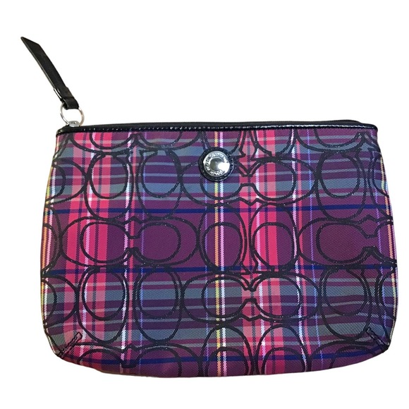 Coach Poppy Plaid Tartan Makeup Bag - Picture 1 of 3